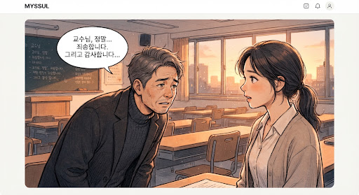 수업 후 빈 강의실, 떨리는 질문
